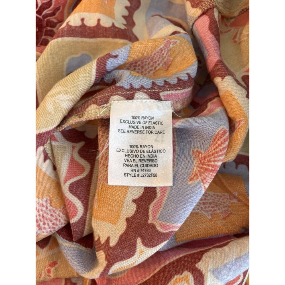 Mediterranean Coastal Smocked Midi Sundress Citrus Sun Novelty Print Dress S - Picture 8 of 11